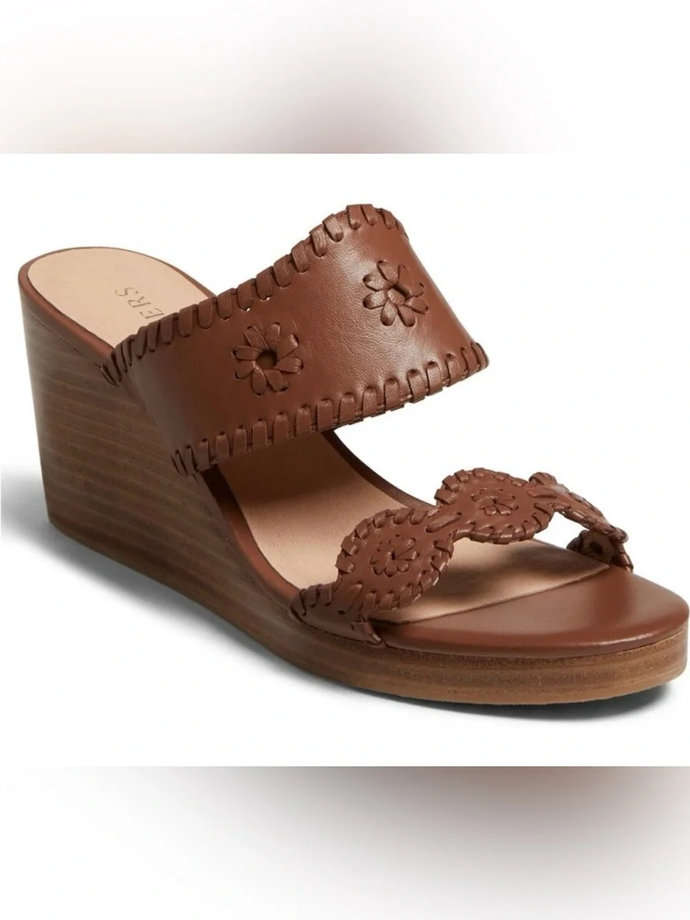 Jack Rogers Caroline Leather Wedge Sandals Size 9.5M